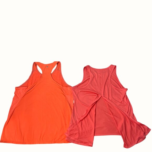 Set Of 2 Womens Activewear Racerback Tank Tops Large Coral & Bright Orange Light - Picture 6 of 7